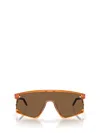 Oakley Bxtr 39mm Polarized Rectangular Sunglasses In Transparent Ginger