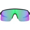 Oakley Sutro Lite 139mm Prizm™ Wrap Shield Sunglasses In Shiny Black