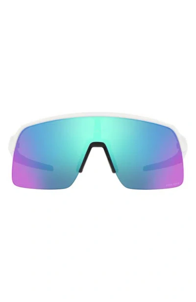 Oakley Sutro Lite 139mm Prizm™ Wrap Shield Sunglasses In White/prizm Sapphire
