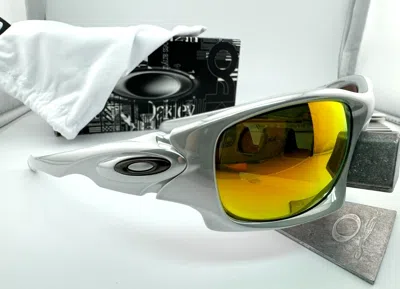 Pre-owned Oakley Ten X White Chrome With Fire Iridium Sunglasses Oo9128-03 Authentic