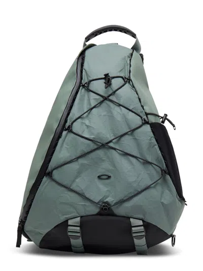 Oakley Triangular-shaped Backpack With Elastic Cord System And Padded Straps In Green