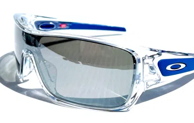 Pre-owned Oakley Turbine Rotor Shiny Clear & Blue Polarized Galaxy Chrome Sunglass 9307 In Silver