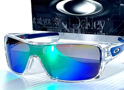 Pre-owned Oakley Turbine Rotor Shiny Clear And Blue Polarized Galaxy Jade Sunglass 9307 In Green