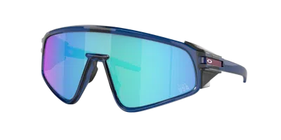 Oakley Latch Panel Rectangular Shield Sunglasses, 135mm In Blue