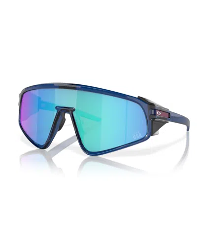 Oakley Latch Panel Rectangular Shield Sunglasses, 135mm In Blue