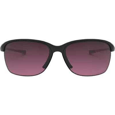 Oakley Unstoppable 65mm Gradient Polarized Oversize Rectangular Sunglasses In Black