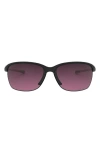 Oakley Unstoppable 65mm Gradient Polarized Oversize Rectangular Sunglasses In Black/smokey/rose Gold P