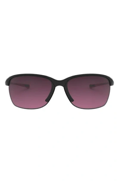 Oakley Unstoppable 65mm Gradient Polarized Oversize Rectangular Sunglasses In Black/smokey/rose Gold P