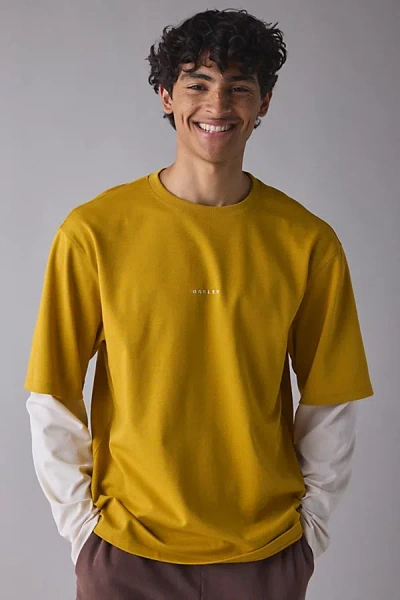 Oakley Uo Exclusive Layered Long Sleeve Tee In Mustard, Men's At Urban Outfitters In Yellow