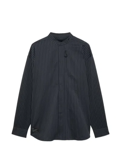 Oakley Vertical-stripe Band-collar Shirt In Gray