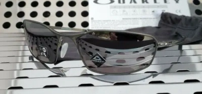 Pre-owned Oakley Whisker 4141-0160 Sunglasses Satin Carbon W/ Prizm Black Iridium