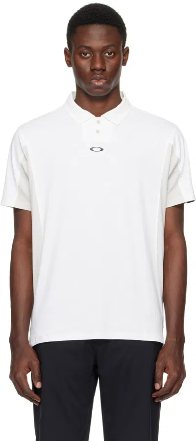 Oakley White Button Polo In 100 White