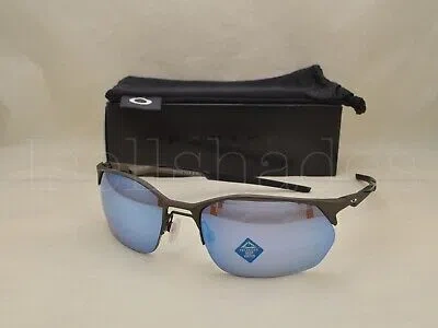 Pre-owned Oakley Wire Tap 2.0 (oo4145-06 60) Satin Lead With Prizm Deep Water Polar Lens In Blue