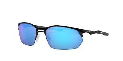 Pre-owned Oakley Wire Tap 2.0 Sunglasses, Satin Black Frame, Prizm Black Polarized Lens In Blue