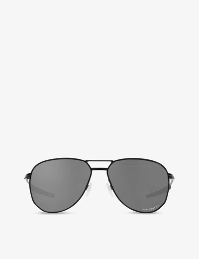 Oakley Womens Black Oo4147 Contrail Prizm™ Aviator Metal Sunglasses
