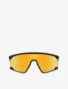 Oakley Womens Black Oo9237 Bxtr Rectangle-frame Branded-lens Metal Sunglasses In Black