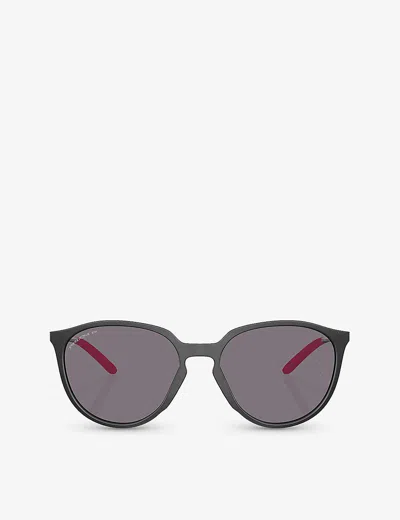 Oakley Sielo 57mm Polarized Round Sunglasses In Matte Black Ink