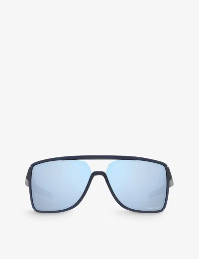 Oakley Womens Blue Oo9147 Castel Square-frame Sunglasses