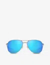 Oakley Womens Silver Oo4147 Contrail Prizm™ Aviator Metal Sunglasses In Silver