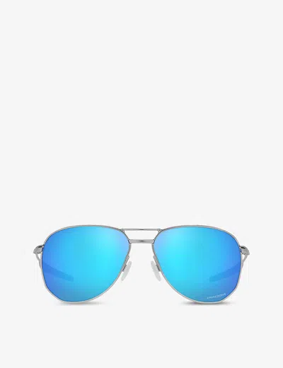 Oakley Womens Silver Oo4147 Contrail Prizm™ Aviator Metal Sunglasses