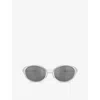 Oakley Oval Frame Sunglasses Silver-tone Finish In Silver