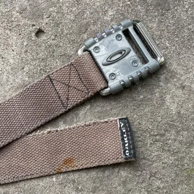 Pre-owned Oakley X Vintage Oakley Khaki Metal Buckle Belt In Faded Brown