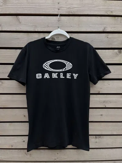 Pre-owned Oakley X Vintage Oakley T-shirt Polo Tee Logo Y2k In Black