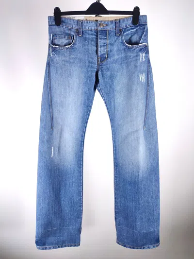 Pre-owned Oakley Y2k  Industrial Baggy Distressed Denim Jeans Pants In Stonewash Blue