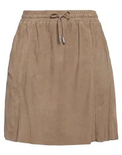 Oakwood Woman Mini Skirt Khaki Size L Goat Skin In Beige