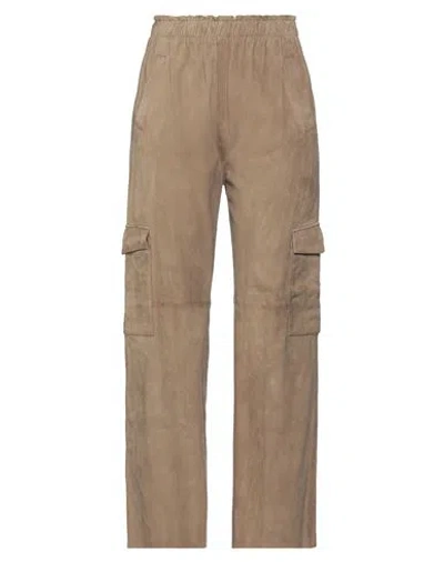 Oakwood Woman Pants Khaki Size Xl Goat Skin In Beige