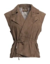 Oakwood Woman Vest Khaki Size M Goat Skin In Brown