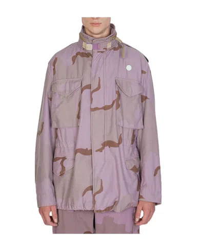Oamc Abstract-print Cotton-blend Jacket In Purple