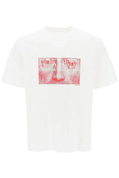 Oamc 'albrecht' T-shirt With Print In Bianco