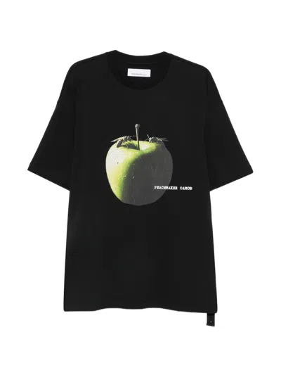 Oamc Apple-print T-shirt In Black