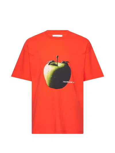 Oamc Apple-print T-shirt In Orange