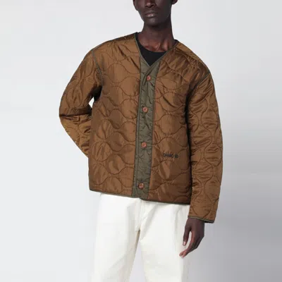 Oamc Combat Liner Jacket Contrast Panel In Brown