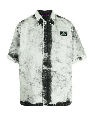 Oamc Bleach-effect Short-sleeve Shirt In White