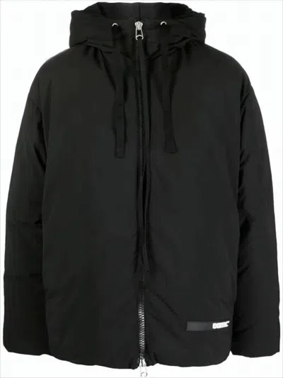 Oamc Boxy Black Padded Jacket With High Collar