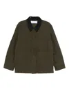 Oamc Contrast Collar Coat In Green