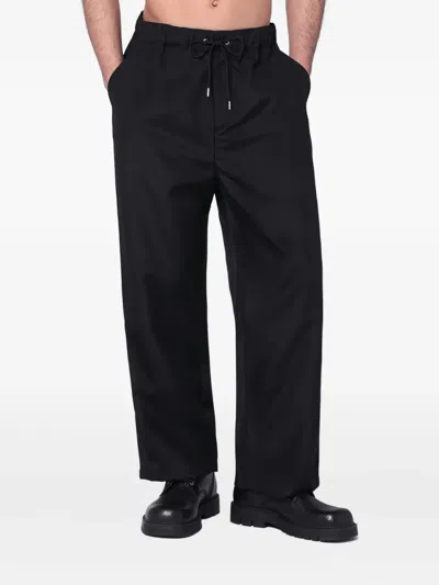 Oamc Drawstring Srtaight-leg Trousers In Black