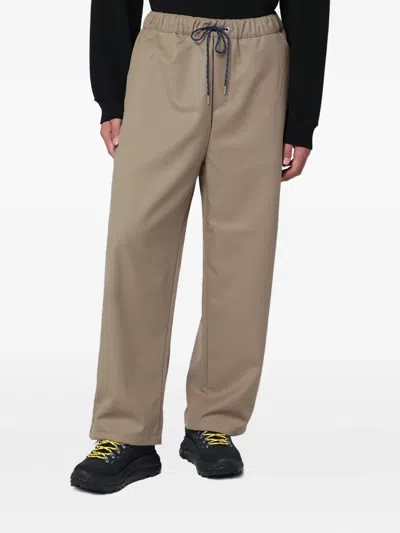 Oamc Wool Blend Trousers Elastic Waistband In Brown