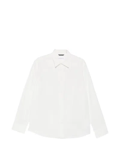 Oamc Embroidered-detail Cotton Shirt In White