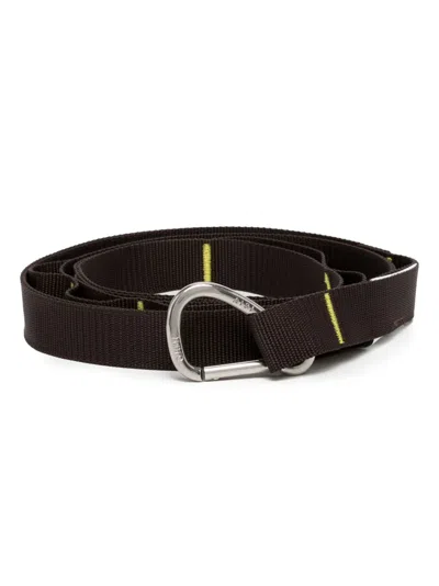Oamc Engraved-logo Grosgrain Belt In Brown