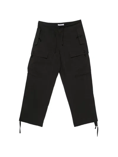 Oamc Fatigue Drawstring-waist Cargo Trousers In Black