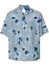 Oamc Floral-print Cotton Shirt In Blue
