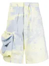 Oamc Gradient-effect Cotton Track Shorts In Blue