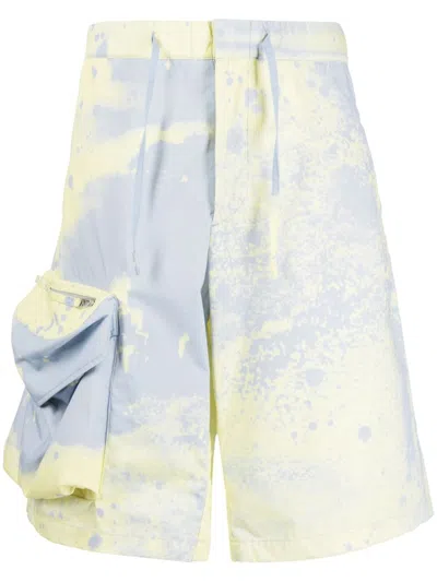 Oamc Gradient-effect Cotton Track Shorts In Blue