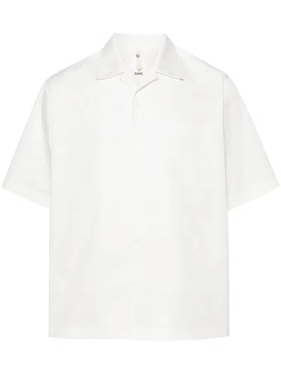 Oamc Graphic-patch Poplin Shirt In Weiss