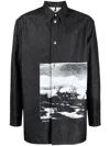 Oamc Graphic-print Cotton Shirt In Black
