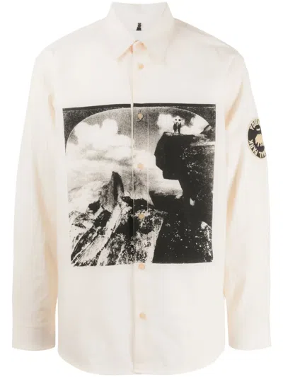 Oamc Graphic-print Cotton Shirt In Neutrals
